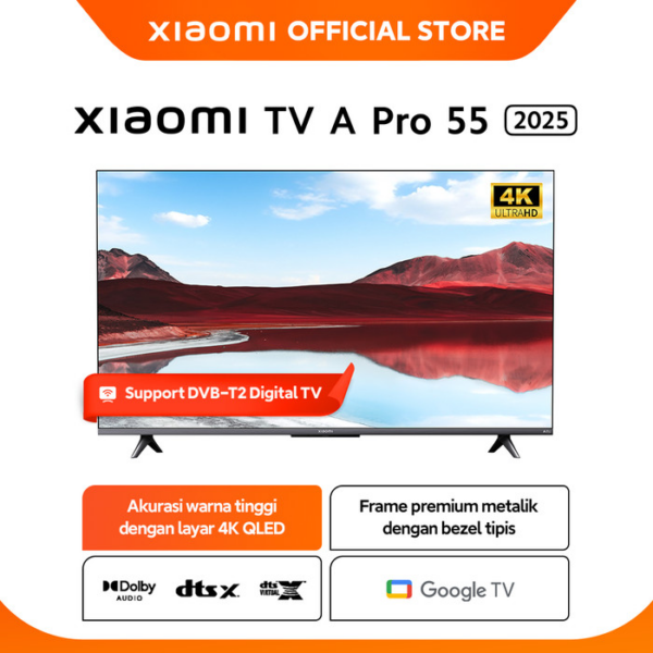 Official Xiaomi Google TV A Pro 55 2025 | Layar QLED 4K | Dolby Audio