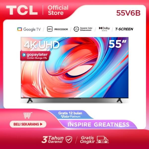 TCL 55 4K UHD Google TV T Screen Dolby Audio HDR10 55V6B