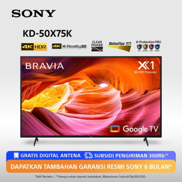 SONY Bravia LED TV 4K HDR 50 Inch Smart TV KD 50X75K FREE ANTENNA