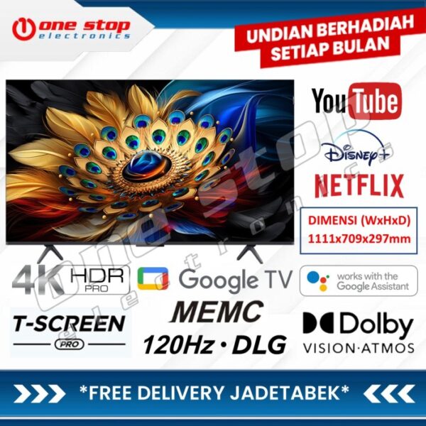 TCL 50C645 QLED 4K UHD Smart Google TV w Dolby Vision Atmos 50 Inch