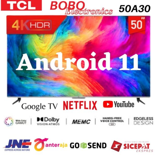 TCL LED TV 50A30 50 INCH ANDROID 11 4K UHD HDR MEMC VOICE CONTROL NEW